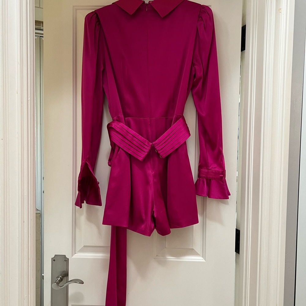 Retrofete Elizabeth Silk Playsuit / Romper Barbiecore - Picture 7 of 9